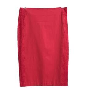 New York & Company Skirt Pencil Stretch Coral Lace Skirt Size 4 NEW